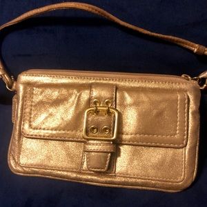 LE Coach Gold Suede Wristlet